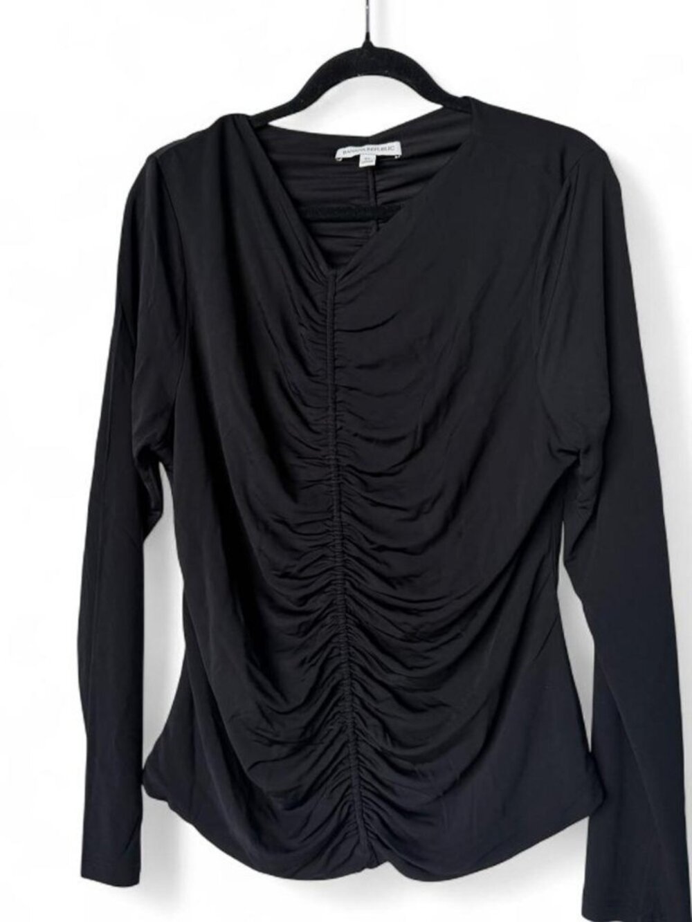 Banana Republic black long-sleeve ruched top